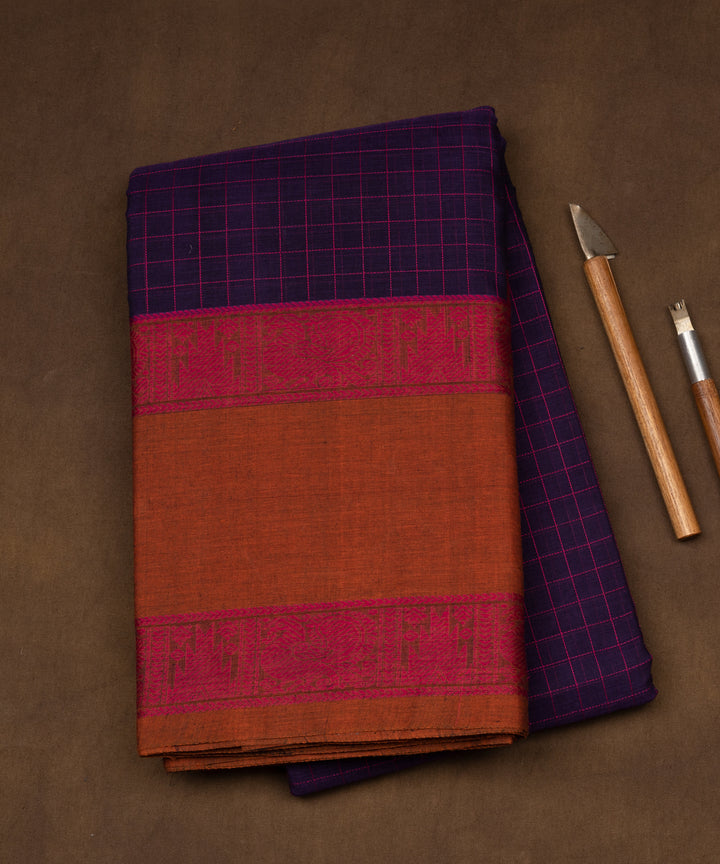 Purple magenta cotton handloom kajivaram saree