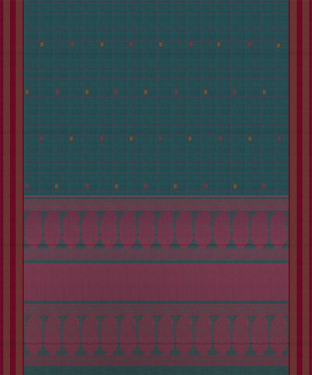 Pink teal blue cotton handloom kajivaram saree