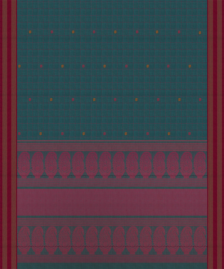 Pink teal blue cotton handloom kajivaram saree