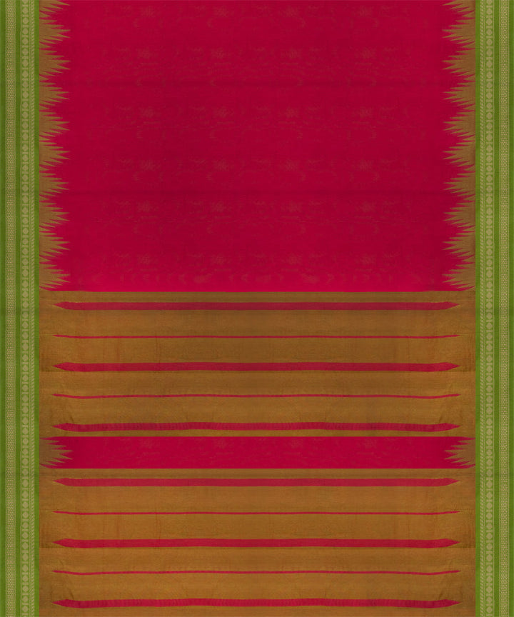 Red green cotton handloom kajivaram saree