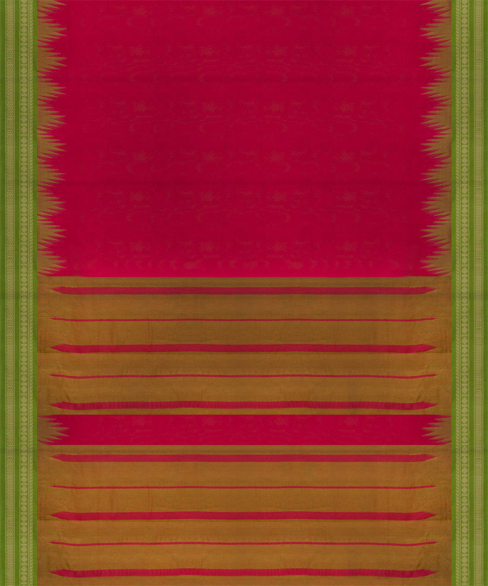 Red green cotton handloom kajivaram saree