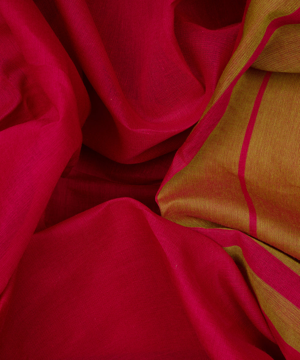 Red green cotton handloom kajivaram saree