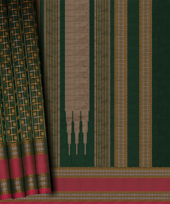 Pink green handloom kajivaram cotton saree