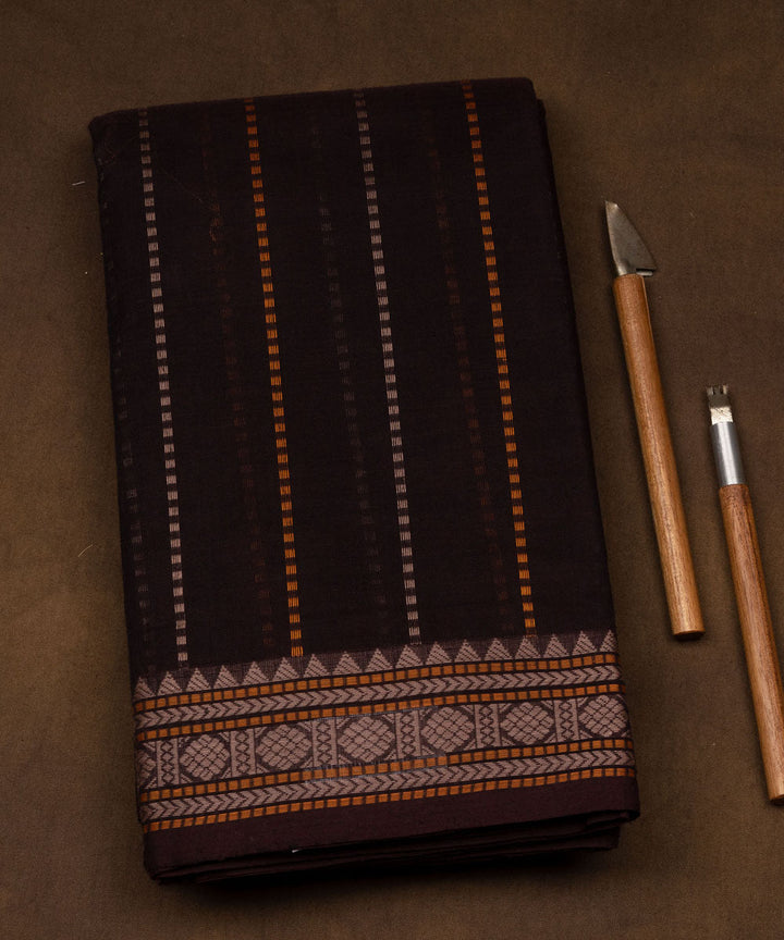 Brown grey cotton handloom kajivaram saree