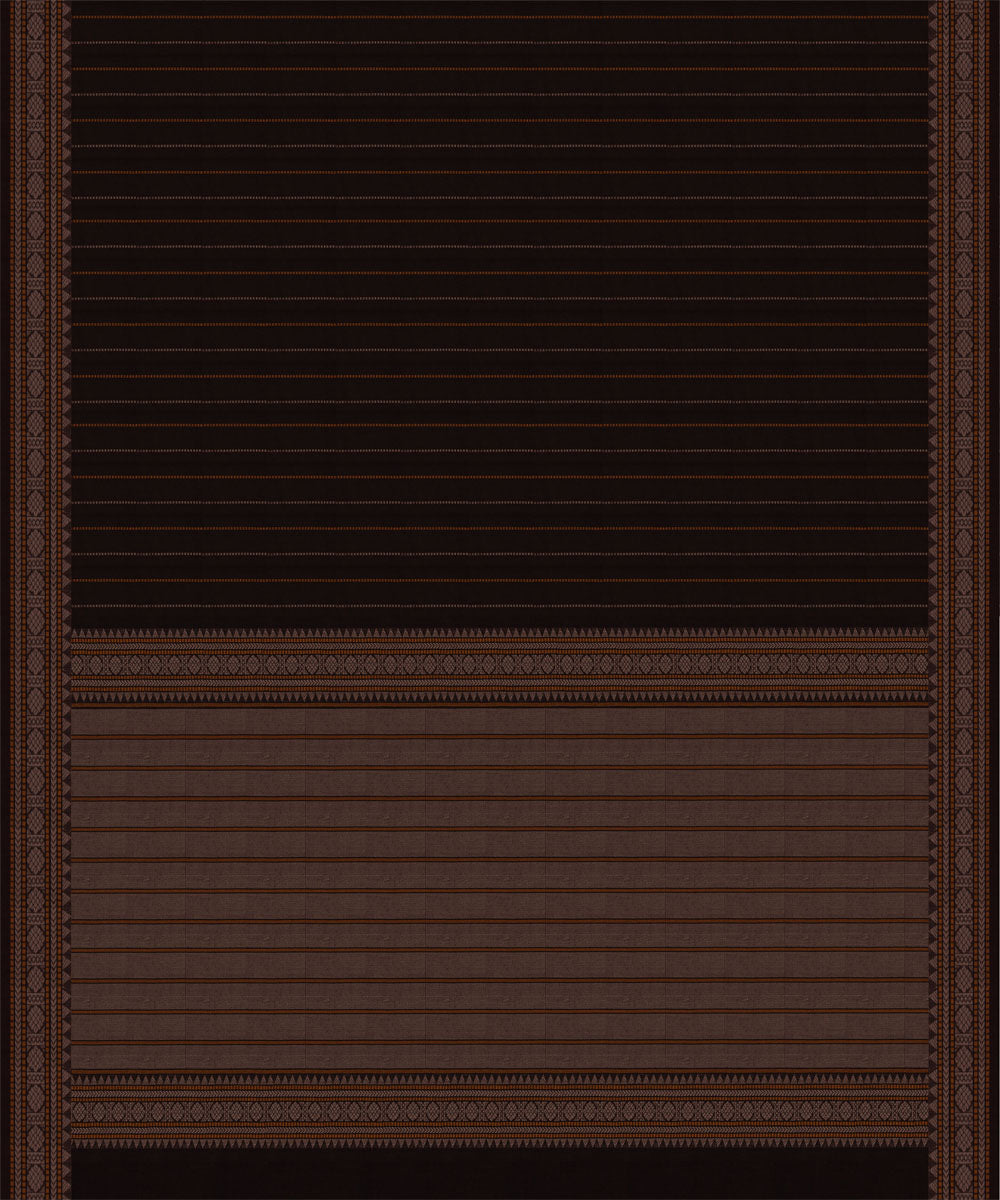 Brown grey cotton handloom kajivaram saree