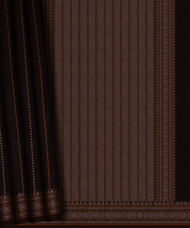 Brown grey cotton handloom kajivaram saree