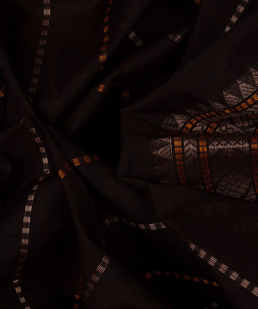 Brown grey cotton handloom kajivaram saree