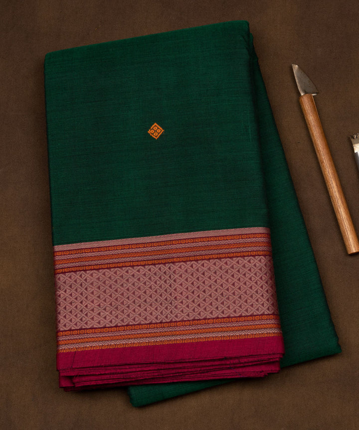 Pink green cotton handloom kajivaram saree