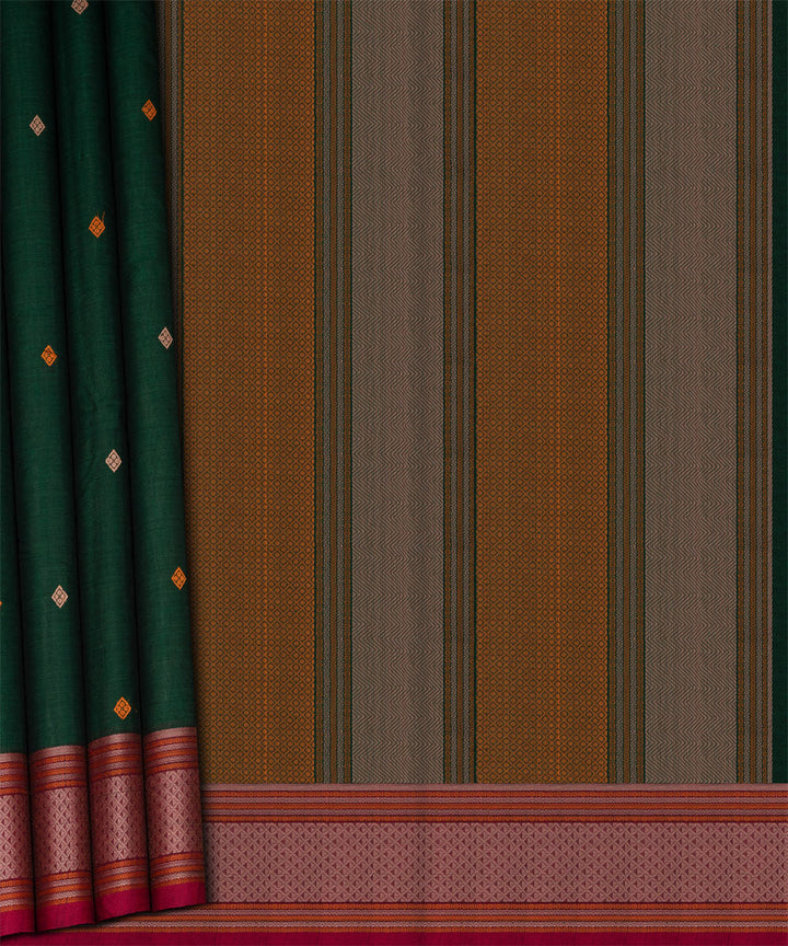 Pink green cotton handloom kajivaram saree