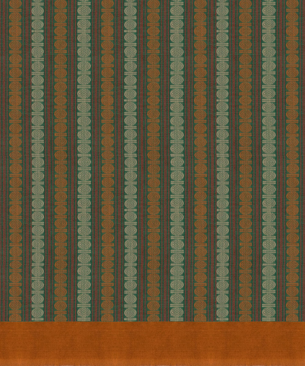 Multicolor mustard cotton handloom kajivaram saree