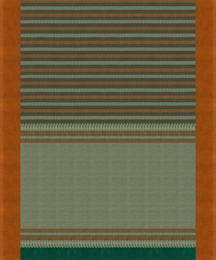 Multicolor mustard cotton handloom kajivaram saree