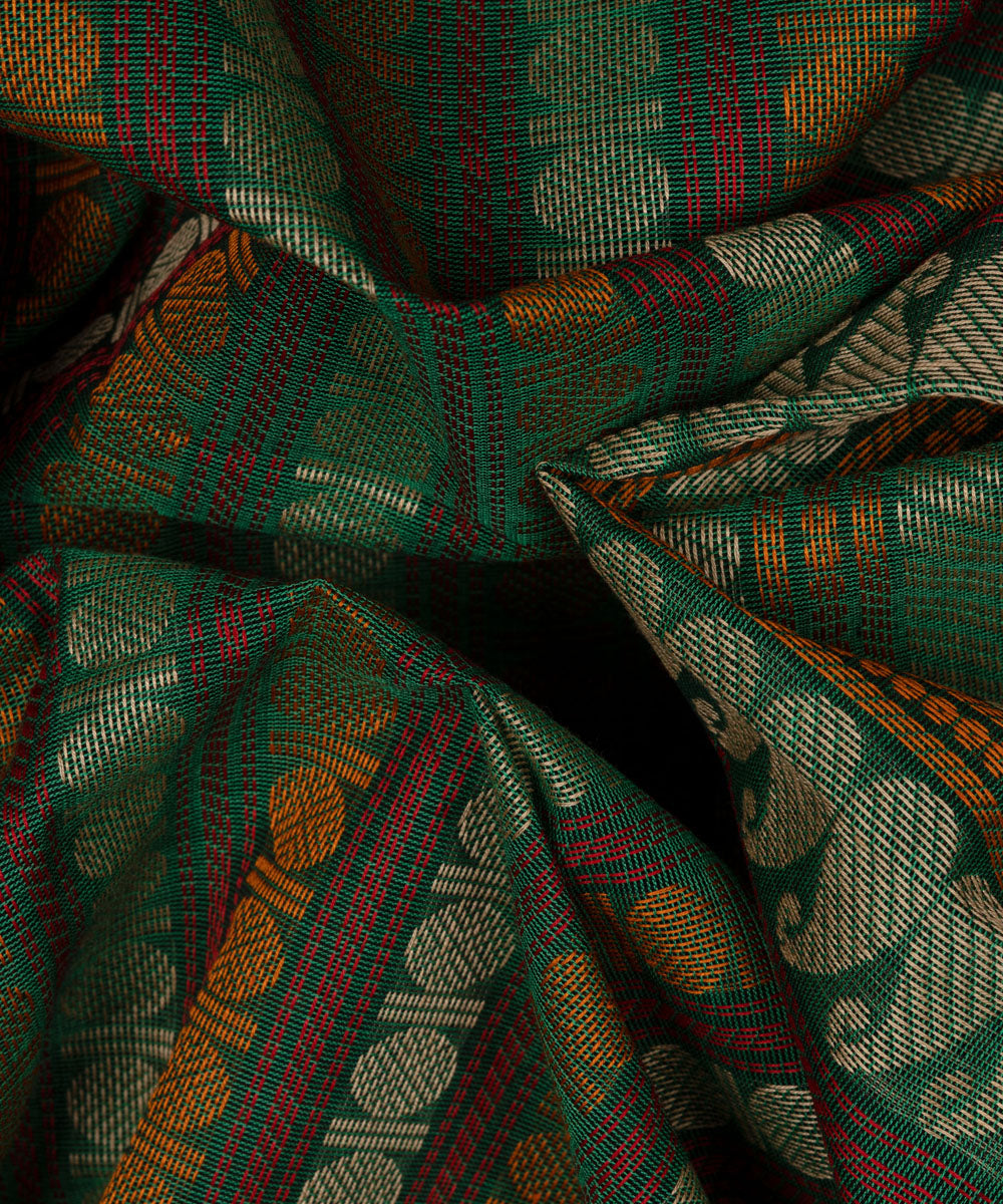 Multicolor mustard cotton handloom kajivaram saree