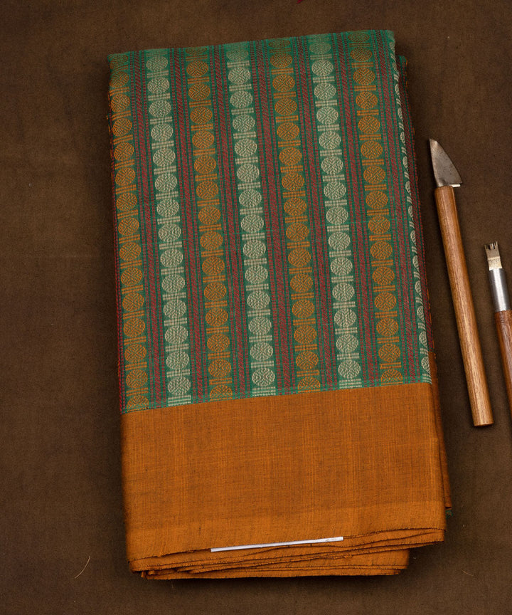 Multicolor mustard cotton handloom kajivaram saree