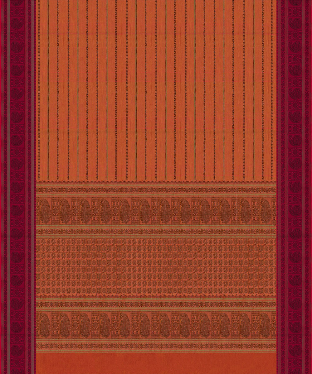 Orange pink cotton handloom kajivaram saree