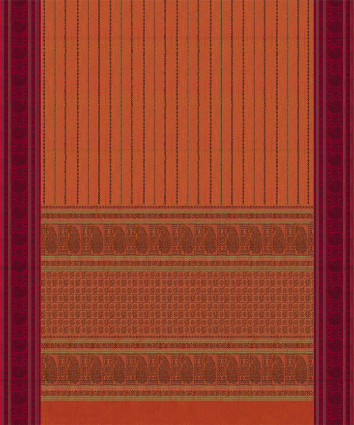 Orange pink cotton handloom kajivaram saree