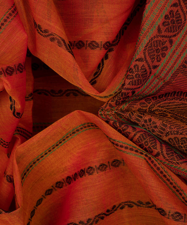 Orange pink cotton handloom kajivaram saree