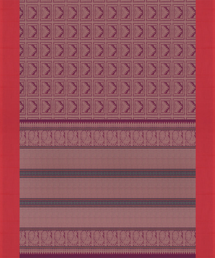 Red purple cotton handloom kajivaram saree