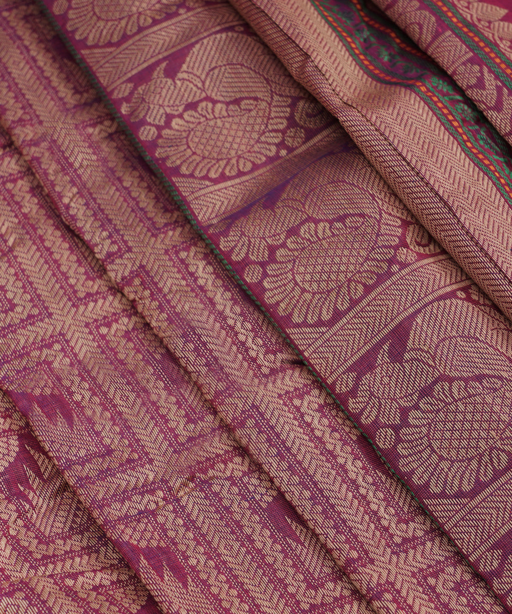 Red purple cotton handloom kajivaram saree
