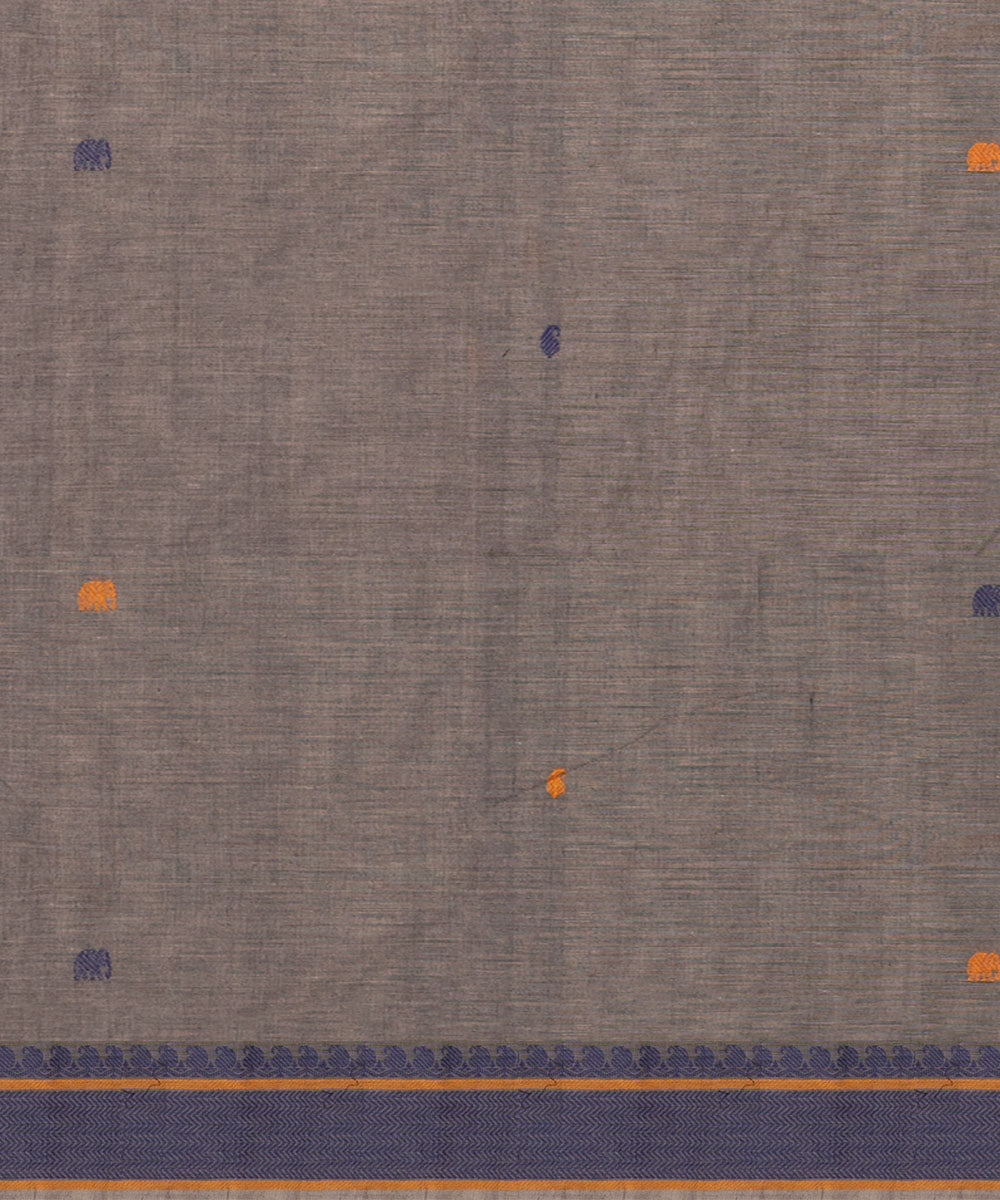 Grey blue cotton handloom kajivaram saree