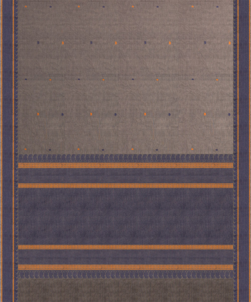 Grey blue cotton handloom kajivaram saree