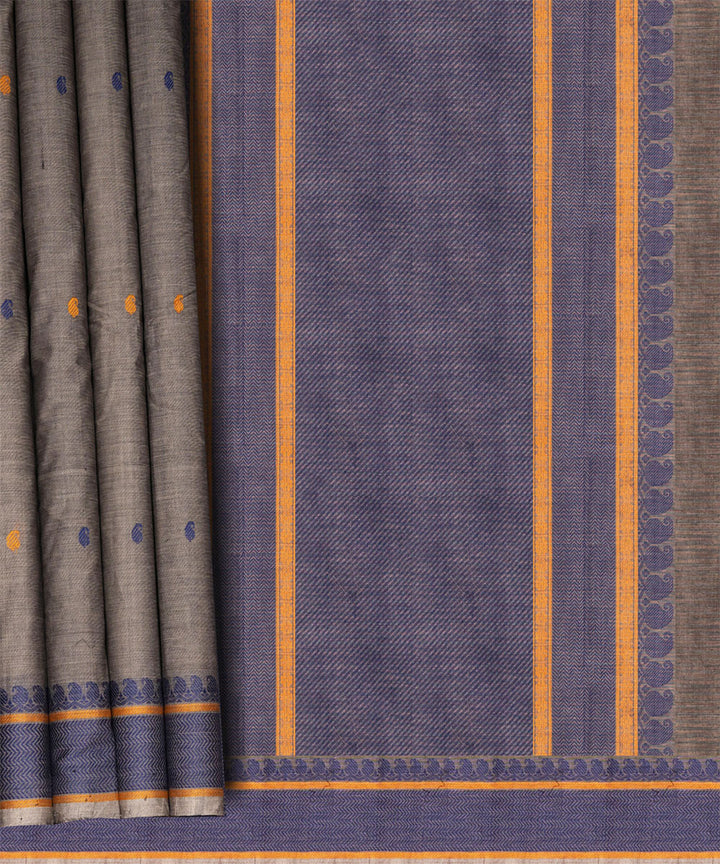 Grey blue cotton handloom kajivaram saree