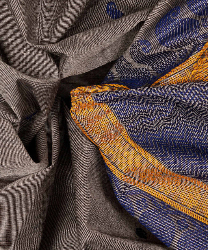 Grey blue cotton handloom kajivaram saree