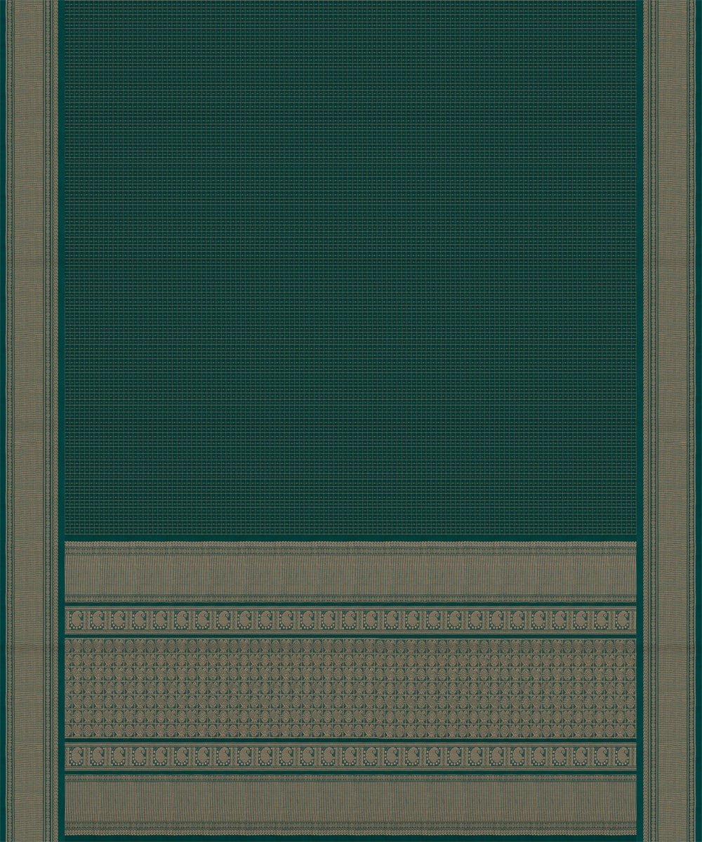 Teal green grey cotton handloom kajivaram saree