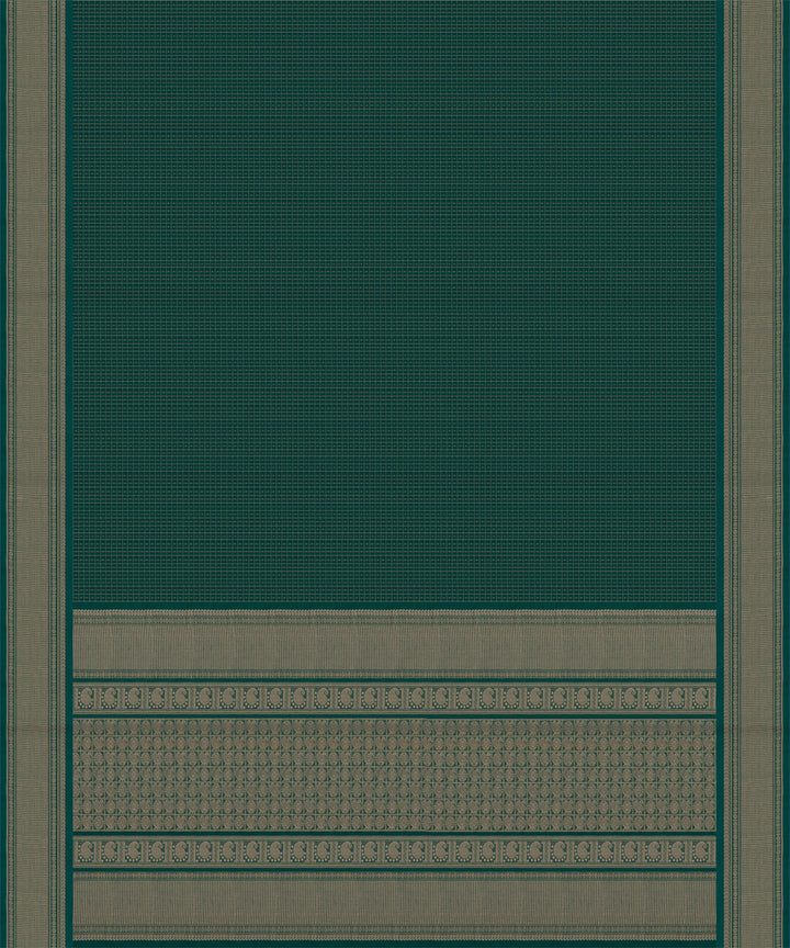 Teal green grey cotton handloom kajivaram saree