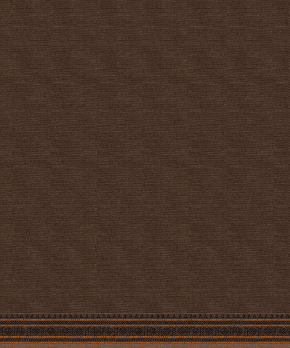 Brown beige cotton handloom kajivaram saree