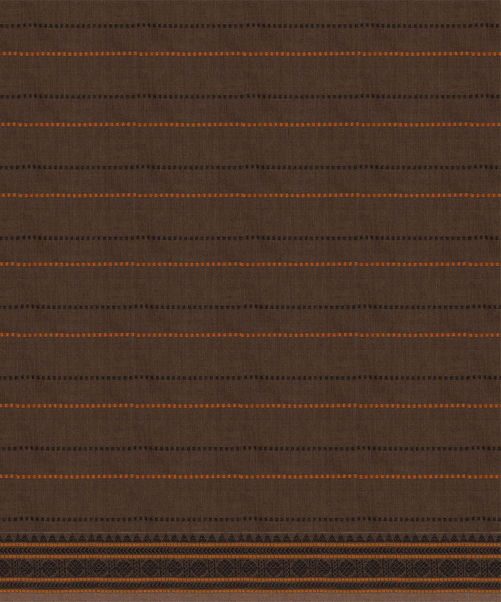 Brown beige cotton handloom kajivaram saree