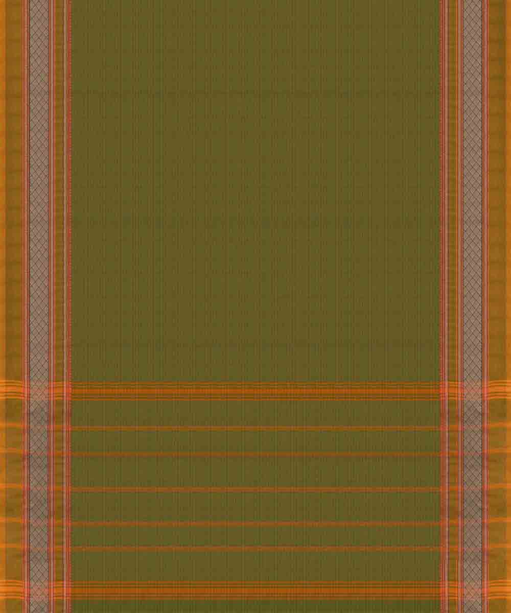 Dark green orange cotton handloom chettinad saree