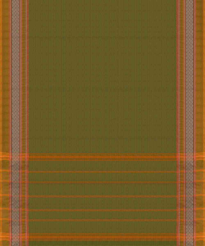 Dark green orange cotton handloom chettinad saree