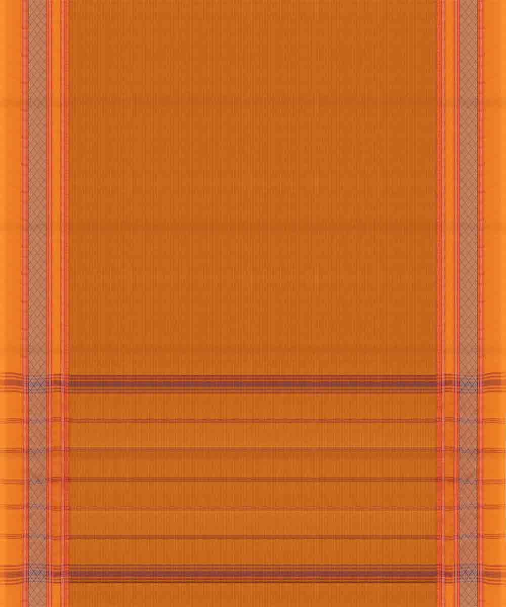 Orange striped pallu cotton handloom chettinad saree