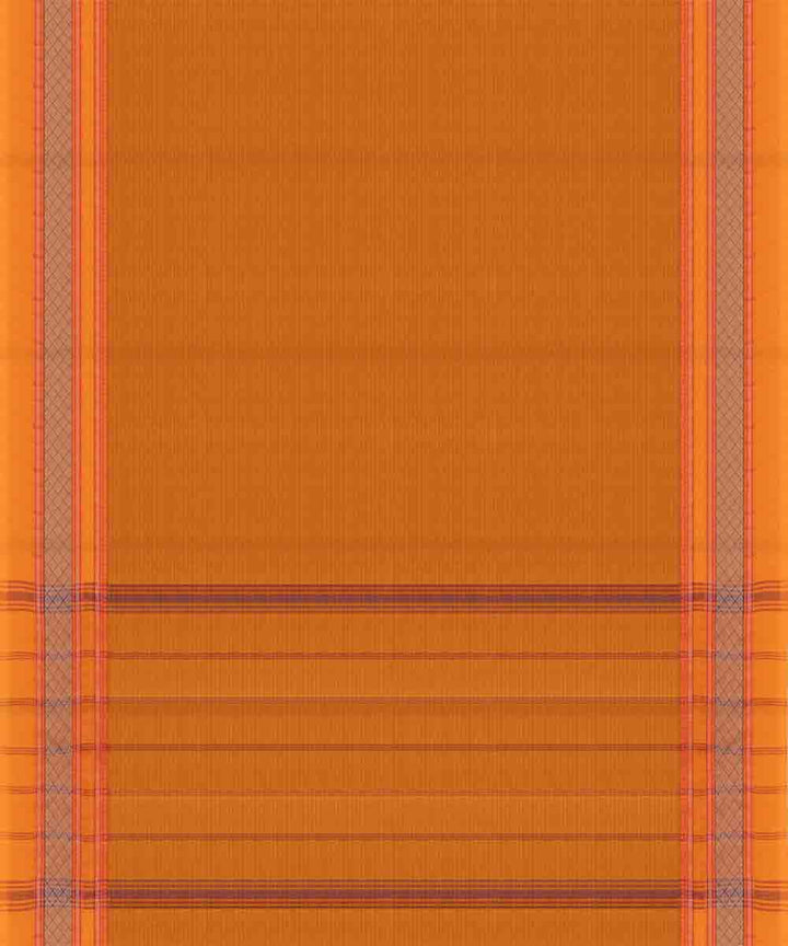 Orange striped pallu cotton handloom chettinad saree