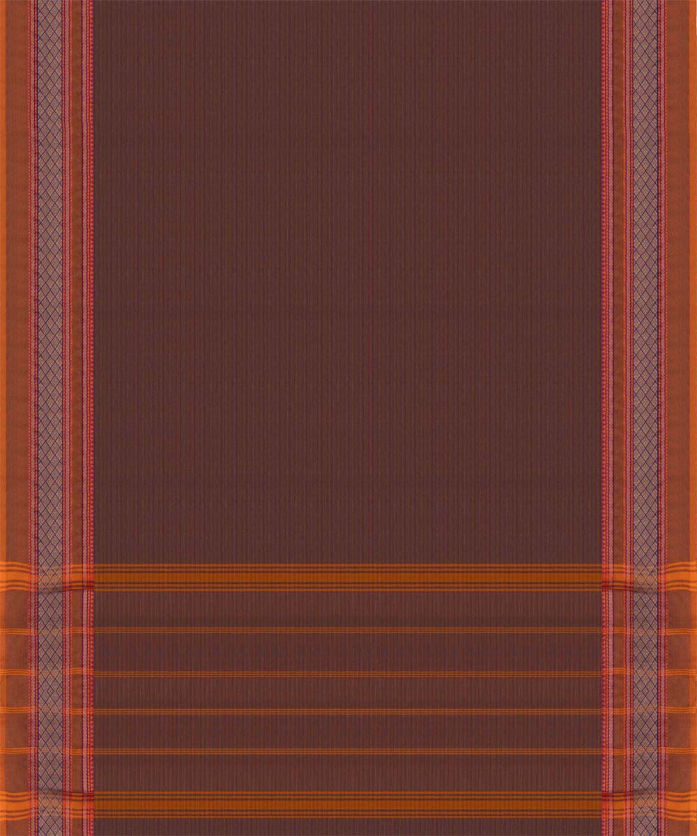 Brown mustard cotton handloom chettinad saree