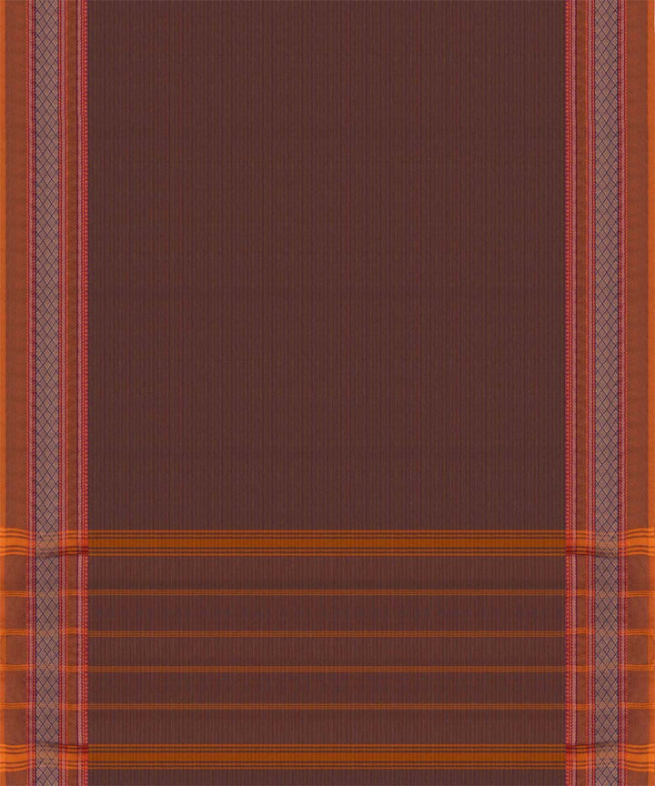 Brown mustard cotton handloom chettinad saree