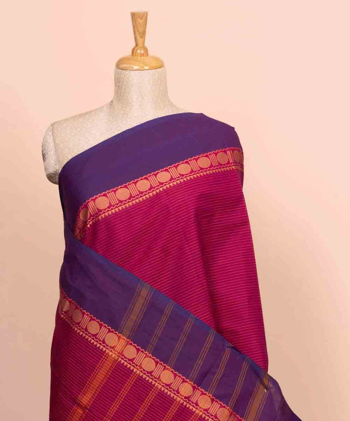 Pink purple cotton handloom chettinad saree
