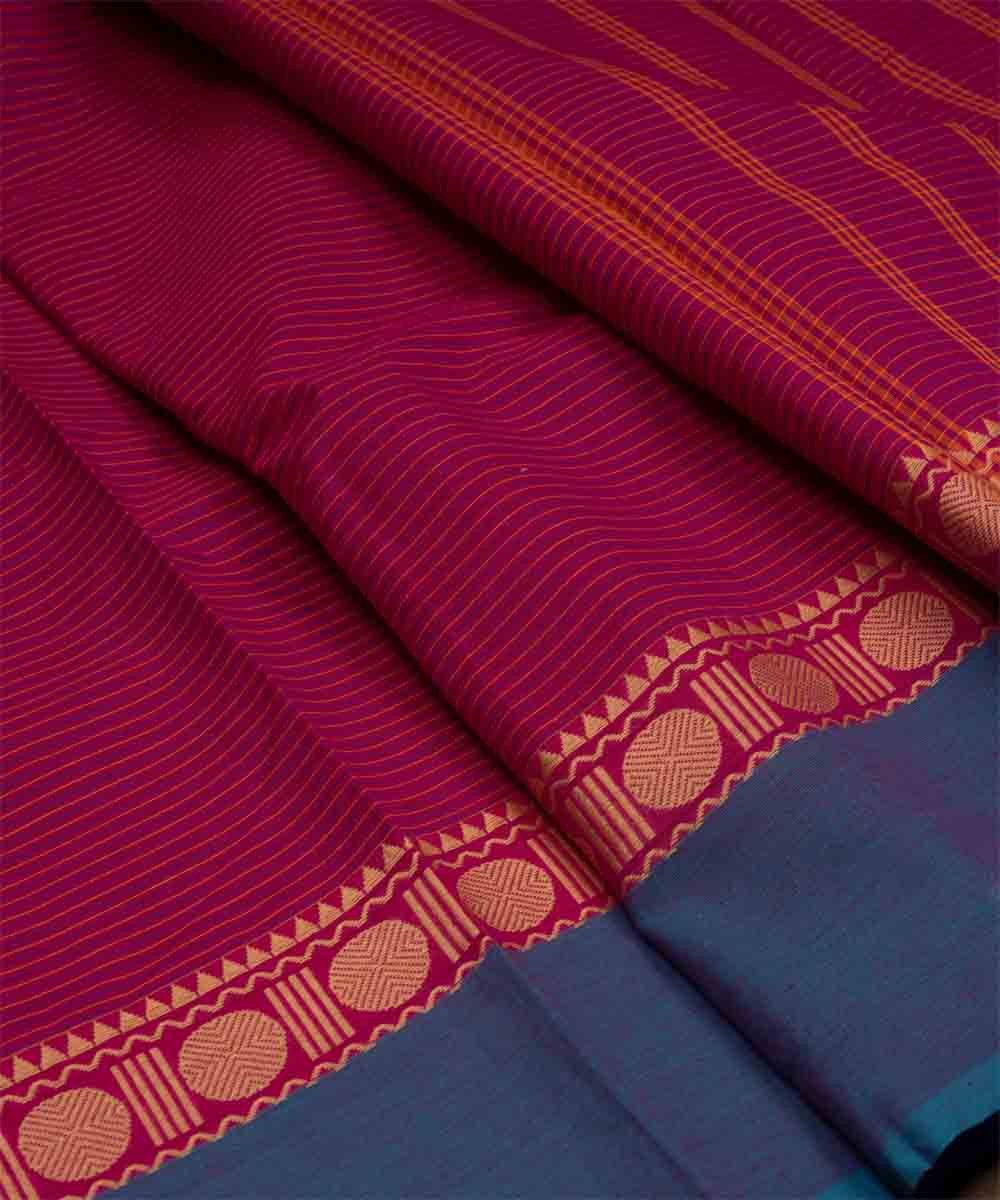 Pink purple cotton handloom chettinad saree