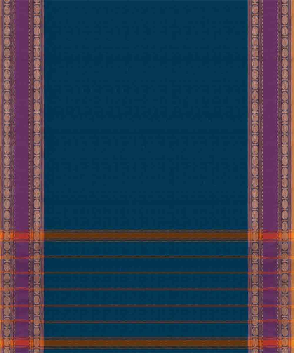 Navy blue violet cotton handloom chettinad saree