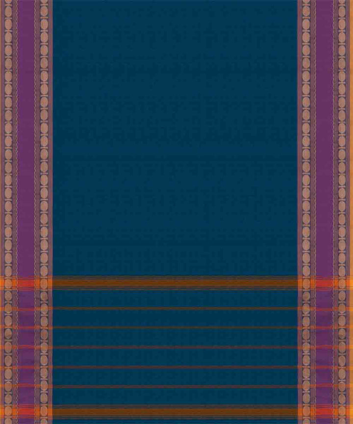 Navy blue violet cotton handloom chettinad saree