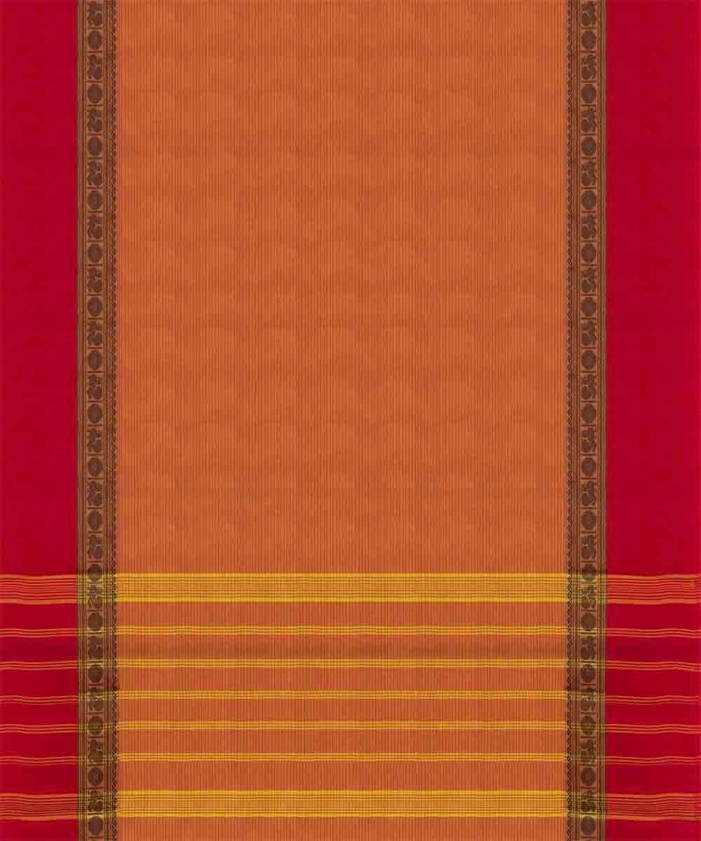 Orange yellow handloom chettinad cotton saree