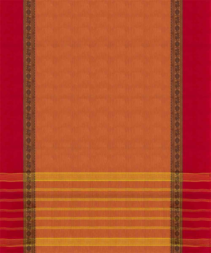 Orange yellow handloom chettinad cotton saree