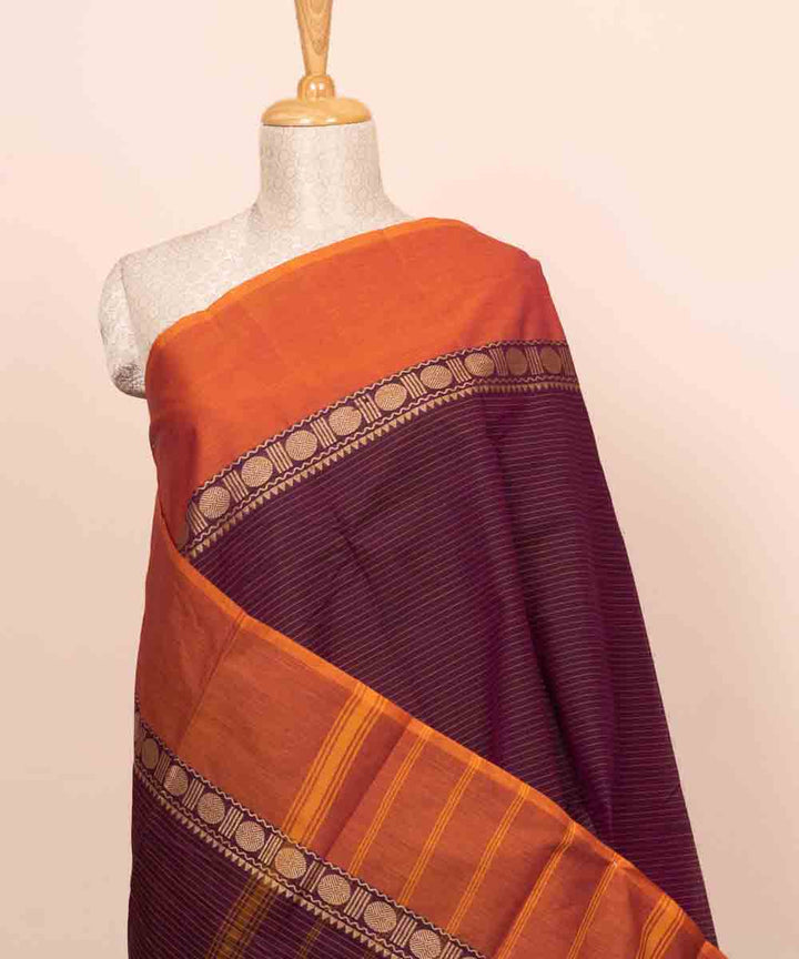 Purple orange cotton handloom chettinad saree