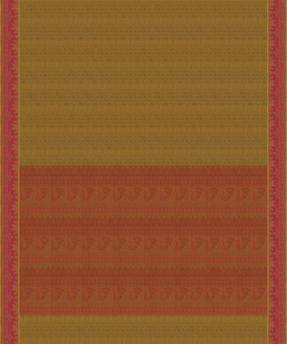 Dark green pink cotton handloom south cotton saree