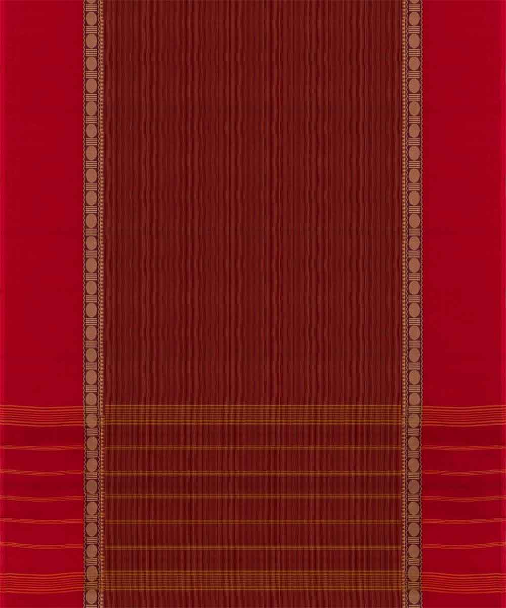Red striped pallu cotton handloom chettinad saree