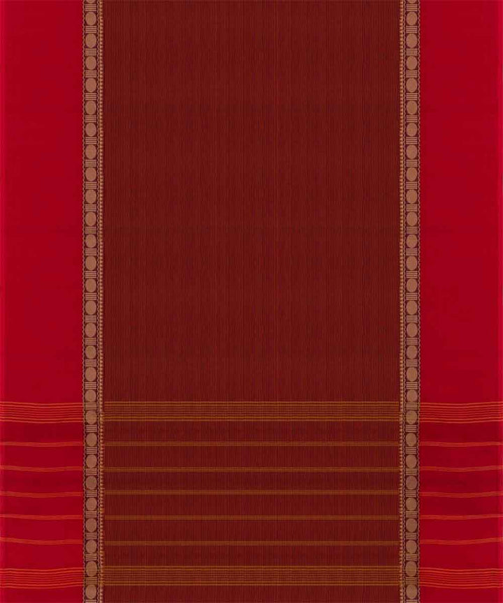 Red striped pallu cotton handloom chettinad saree