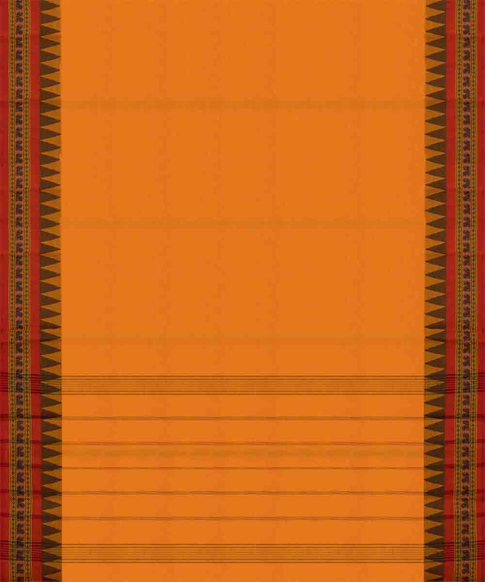 Yellow red cotton handloom chettinad saree