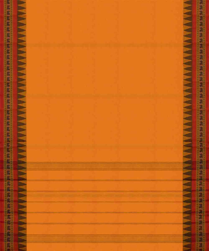 Yellow red cotton handloom chettinad saree