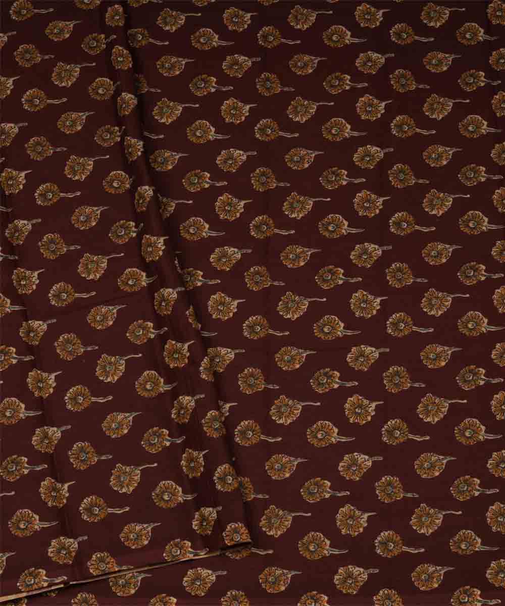 Brown yellow cotton handloom chettinad saree