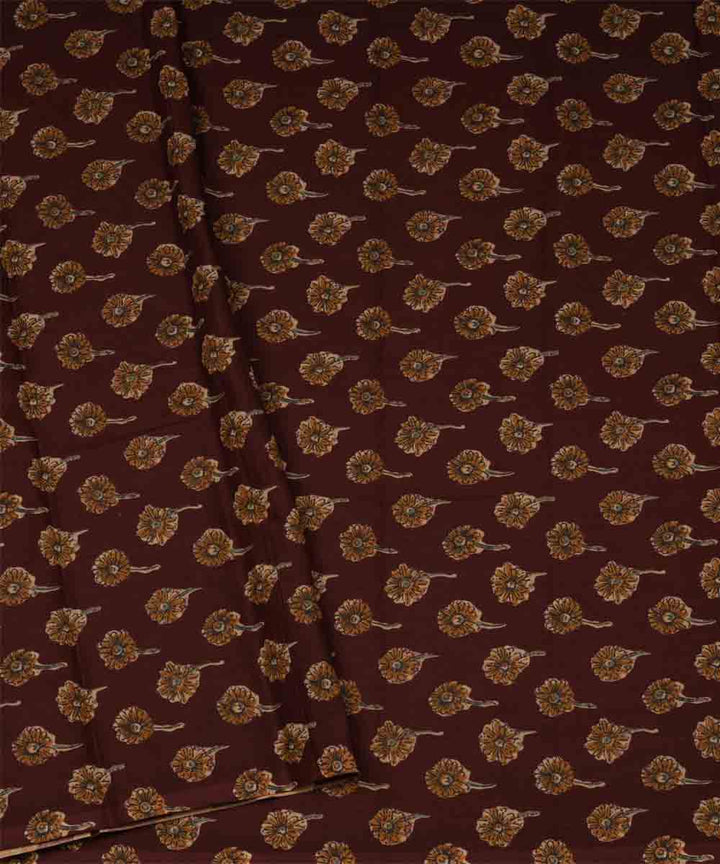 Brown yellow cotton handloom chettinad saree